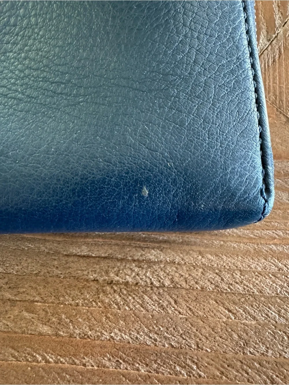 Michael Kors Deep Blue Pebbled Leather Zip Around Wallet with Gold Plate